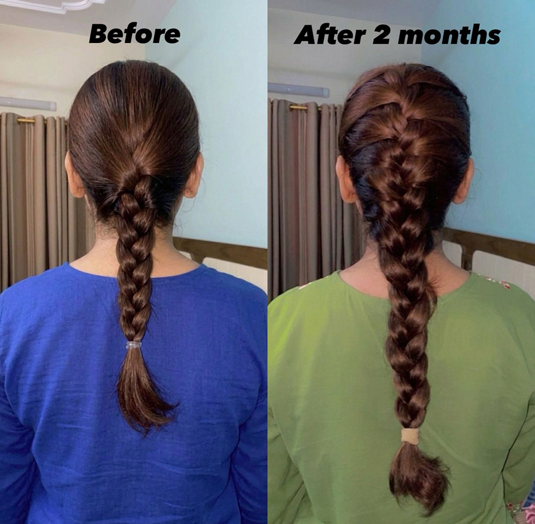 Customer result showing stronger, healthier hair